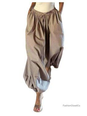 Wide Leg Baggy Harem Pants with Pockets Elastic Waist